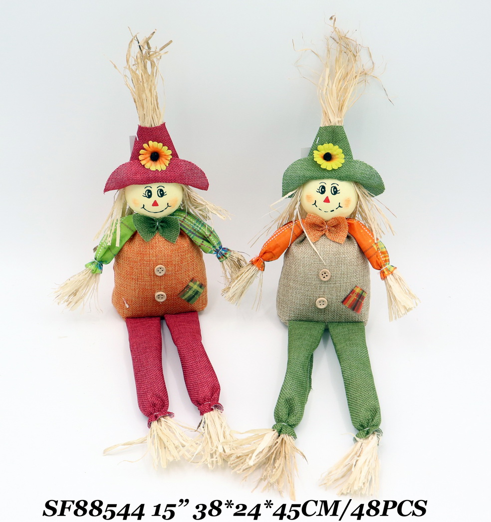 15 Inch Fall Harvest Decoration Scarecrow Sitting-HONG SHENG ART ...