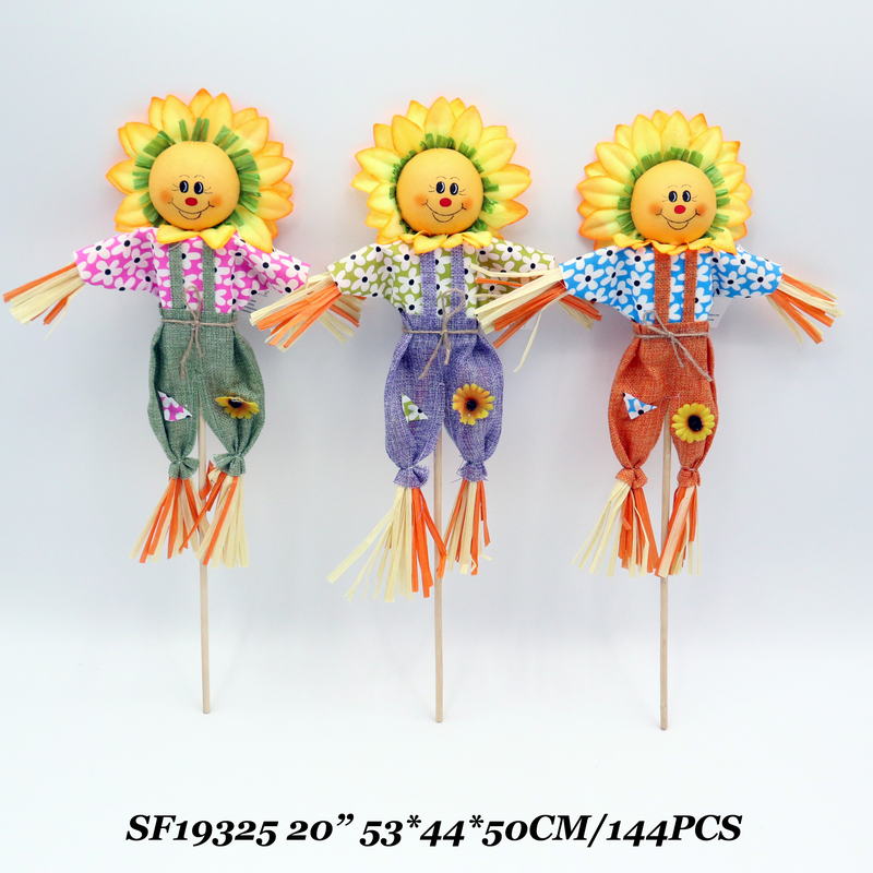 20 Inch Garden Sunflower Scarecrow Decoration Piack 3 Assts.-HONG SHENG ...