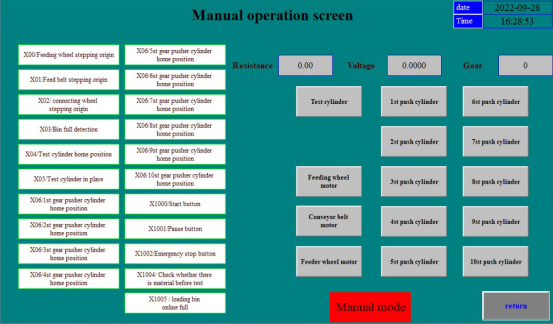 Manual Operation Screen