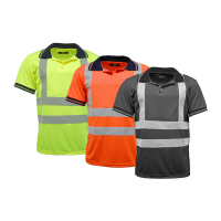 Adults-2-Tone-3-Button-Collar-Hi-Viz-Shirt-Mens-Short-Sleeve-High-Visibility-Workwear-Top-1