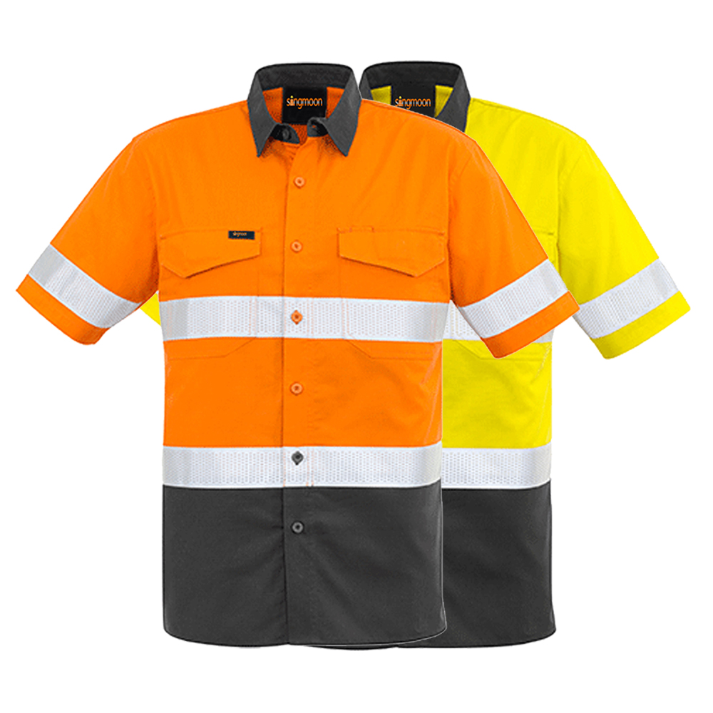 Hi-Vis-Shirts-Tape-Safety-Work-Shirt-Cotton-Drill-Vent-Light-Short-Sleeve-1