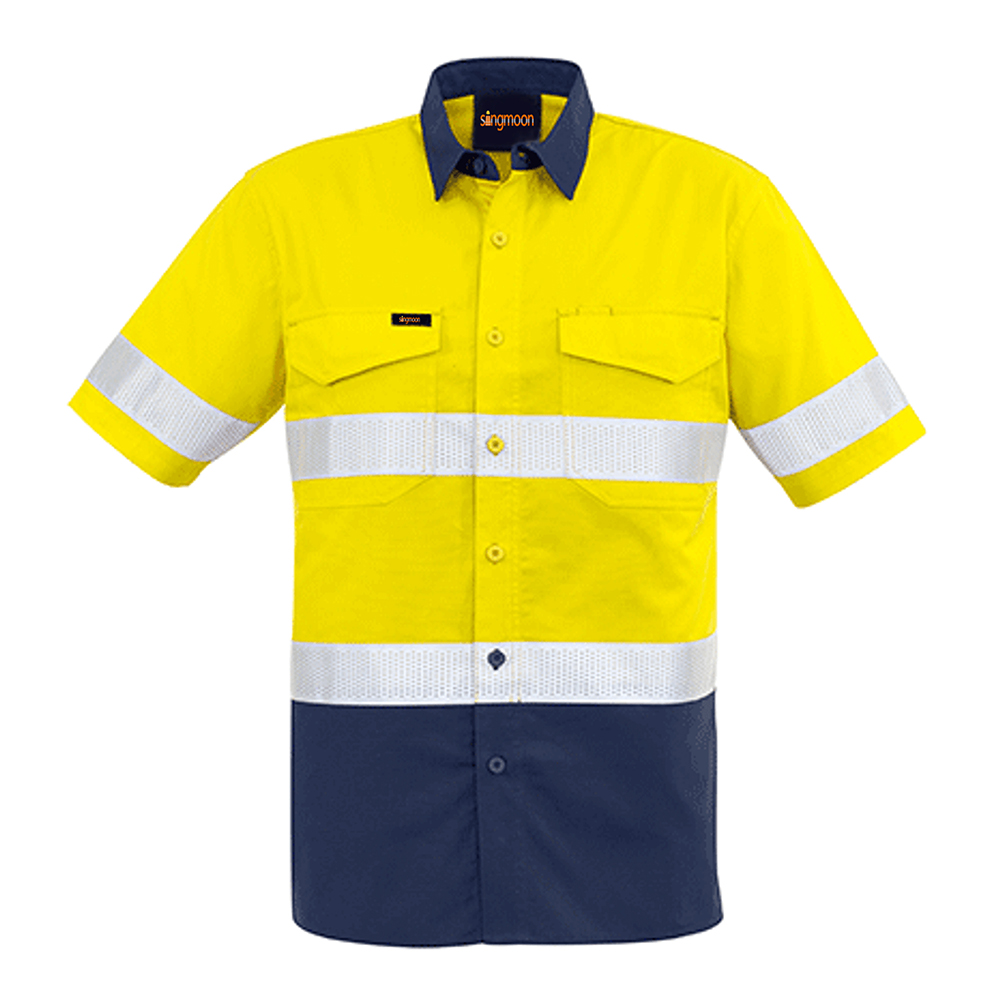 Hi-Vis-Shirts-Tape-Safety-Work-Shirt-Cotton-Drill-Vent-Light-Short-Sleeve-2