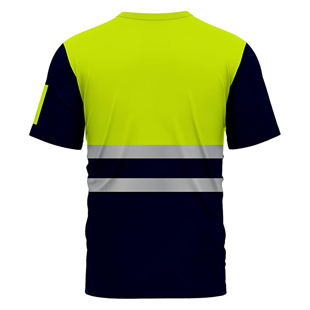 High-Visibility-Dri-Fit-Short-Sleeves-T-Shirts-Reflective-Tape-Safety-Hi-Vis-Round-Crew-Neck-Security-Work-Breathable-Workwear-Tops-3