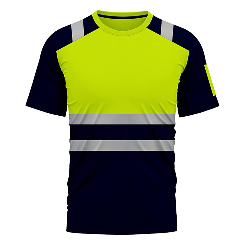 High-Visibility-Dri-Fit-Short-Sleeves-T-Shirts-Reflective-Tape-Safety-Hi-Vis-Round-Crew-Neck-Security-Work-Breathable-Workwear-Tops-4