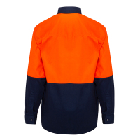 Hi-Vis-Cotton-Drill-Shirt-Long-Sleeve-2-Tone-Vented-Yellow-Orange-Navy-1