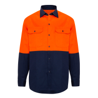 Hi-Vis-Cotton-Drill-Shirt-Long-Sleeve-2-Tone-Vented-Yellow-Orange-Navy-2