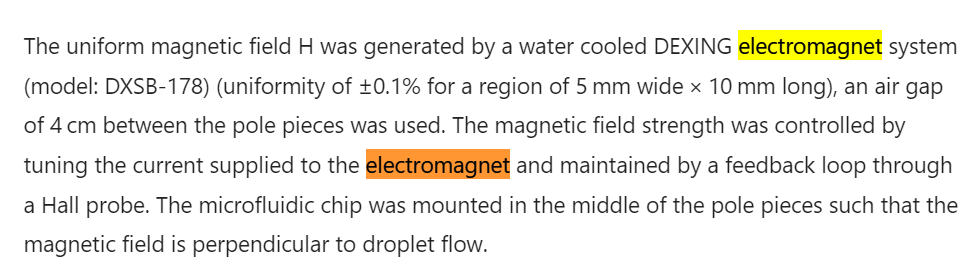 The Application of Water Cooled Electromagnet in Droplet Merging on a Lab-on-a-Chip Platform by Uniform Magnetic Fields