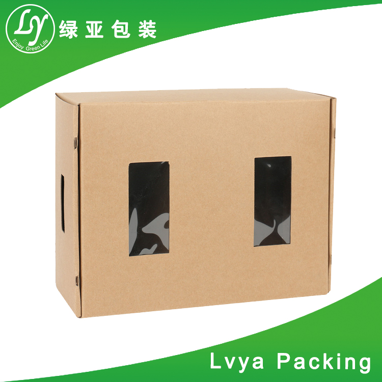 WholesaleLargeRecycleCartonCardboardCorrugatedKraftPaperBoxesforShippingPackageWithPVCWindow-2