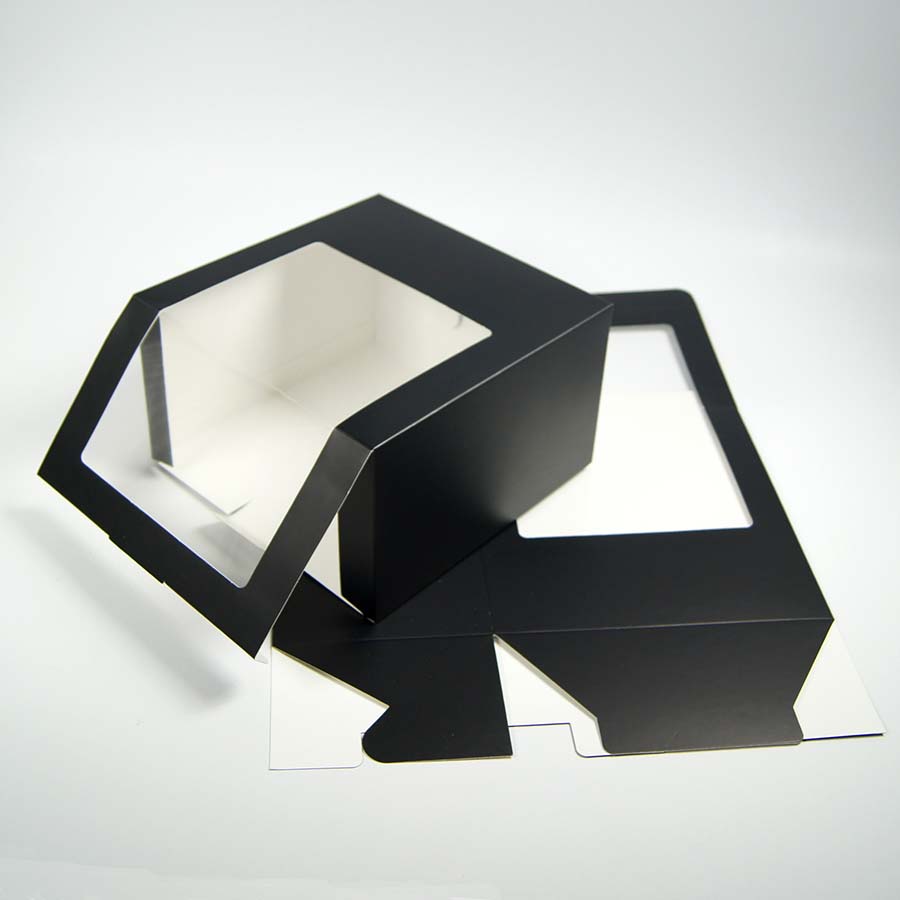 Black folded paper box with window-ALLINPACKING