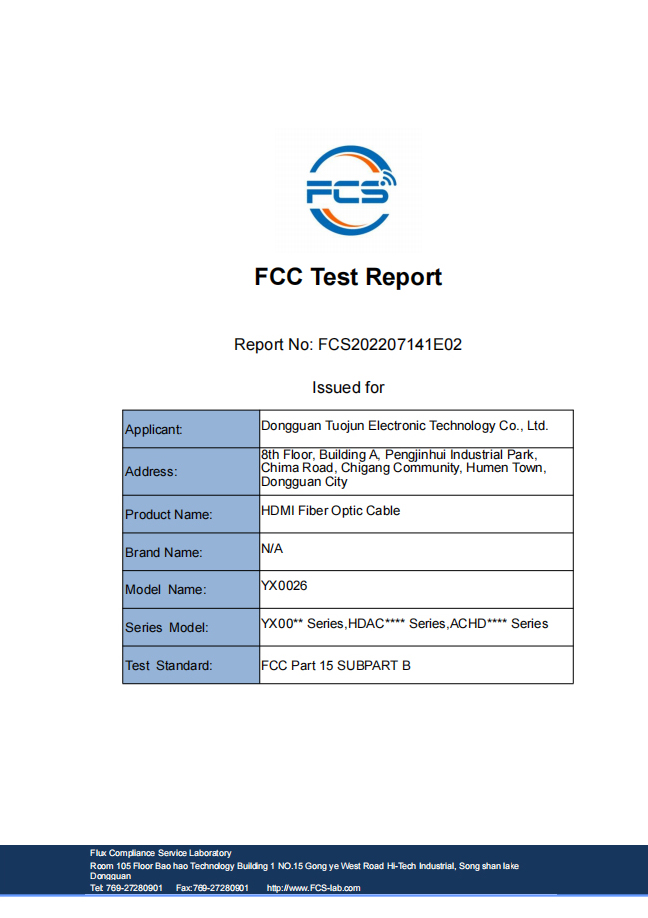 Fcc Report Number Linkjun|HDMI/Display Port /USB-C/Fiber Optical Cabel Manufacturer