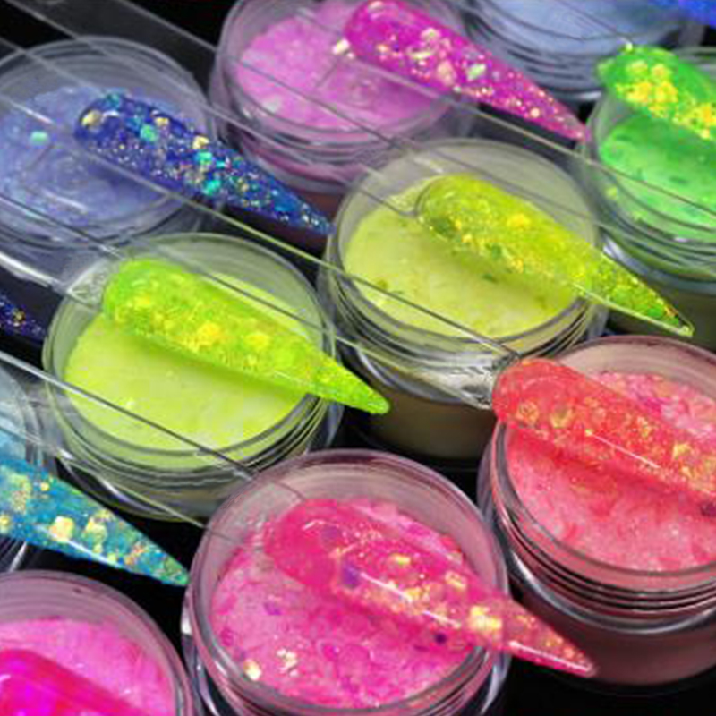 4pcs Dipping Powder Kit Holographic Rainbow Glitter Dip Powder Set
