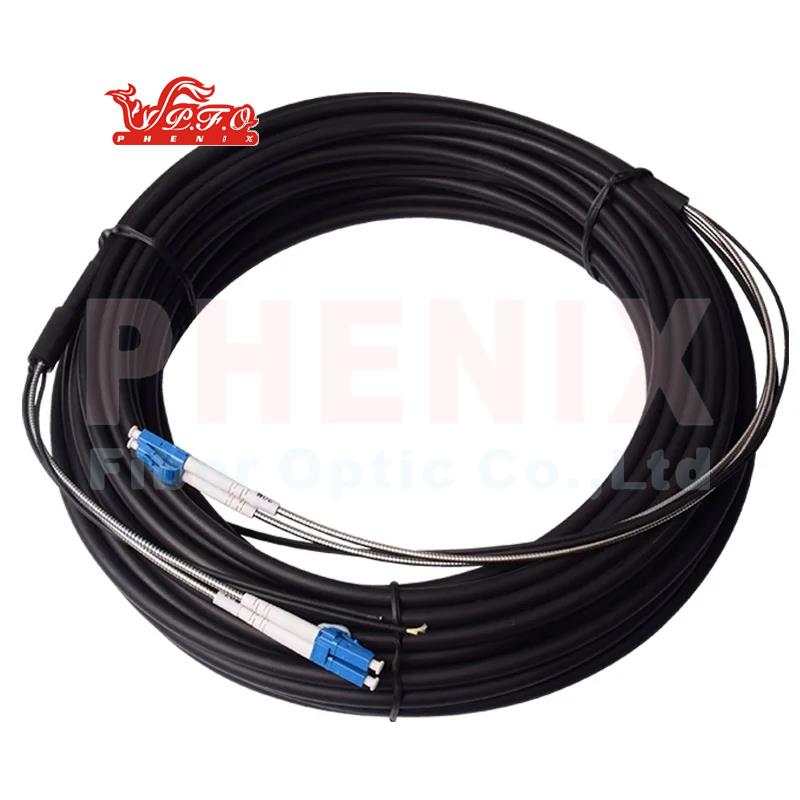 Armored 2C LC/LC UPC Singlemode 9/125um 4.8 LSZH BLACK-Phenix Fiber ...