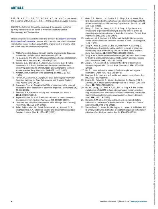 2.GMDTC治疗镉中毒的安全性、耐受性和药代动力学：一项随机1a:1b期试验 8