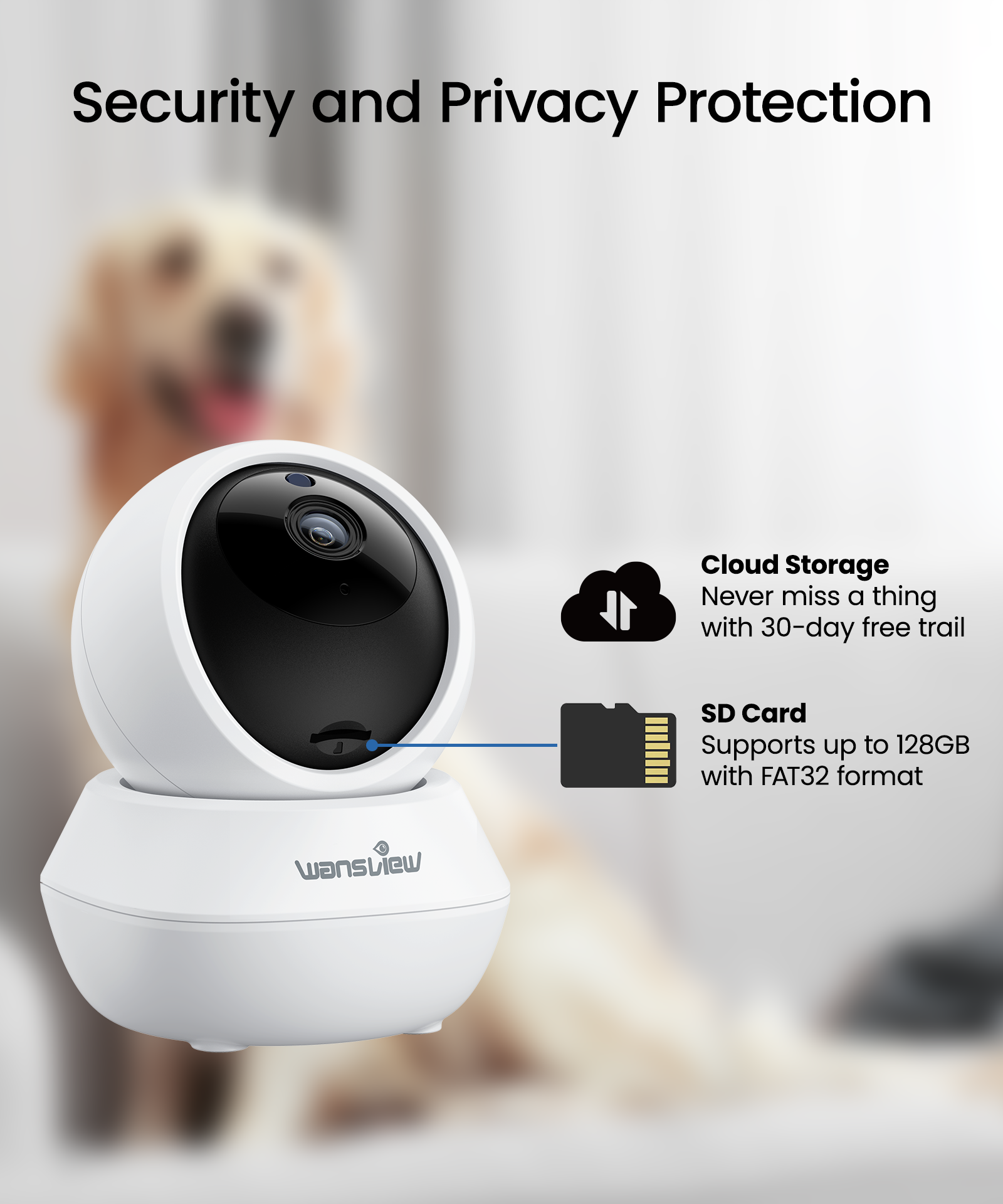 Wansview Baby Monitor Camera, 2K Wireless Security Camera for Home, WiFi  Pet Camera for Dog and Cat, 2 Way Audio, Night Vision, Works with Alexa Q6-W
