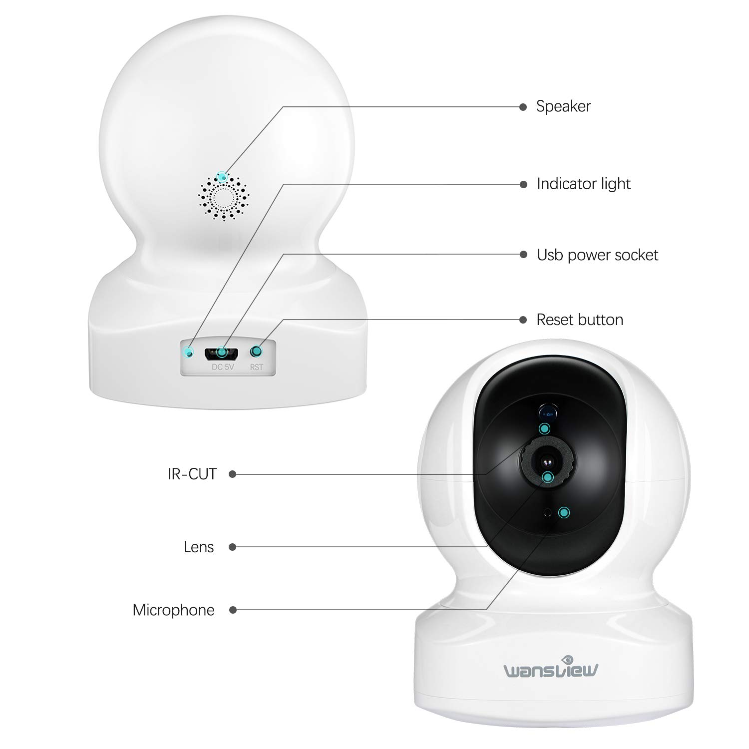 wansview Wireless Security Camera, IP Camera 2K, WiFi Home Indoor