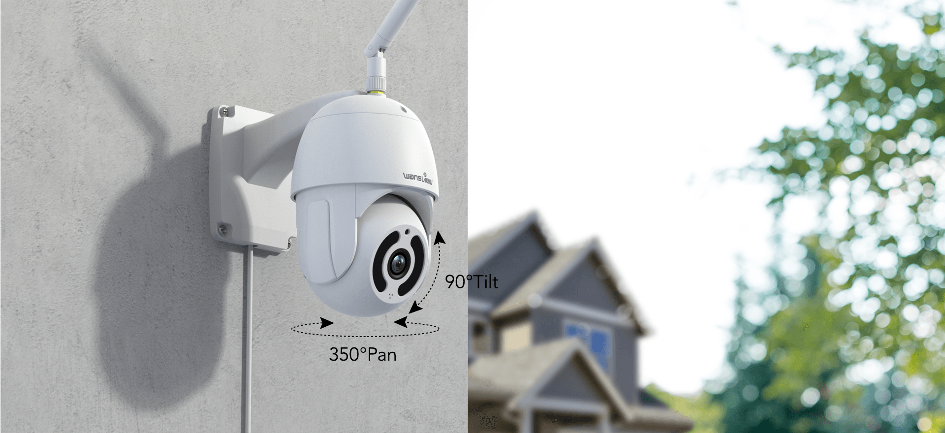 2K Outdoor Pan-Tilt Security Camera W9 White-Wansview