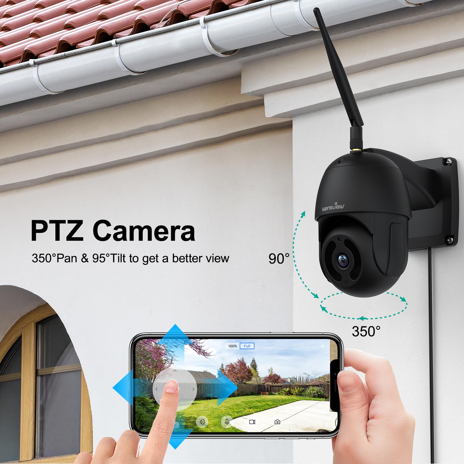 wansview 2K Camera Surveillance WiFi Exterieure sans Fil Batterie