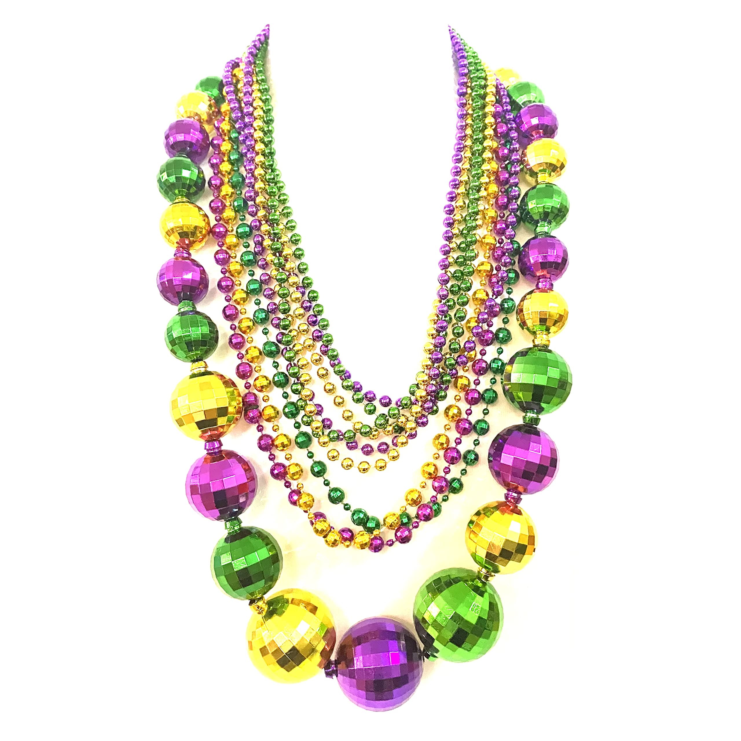 Mardi Gras Bead Necklaces Gold Purple Green Colors Jumbo ball Necklace ...