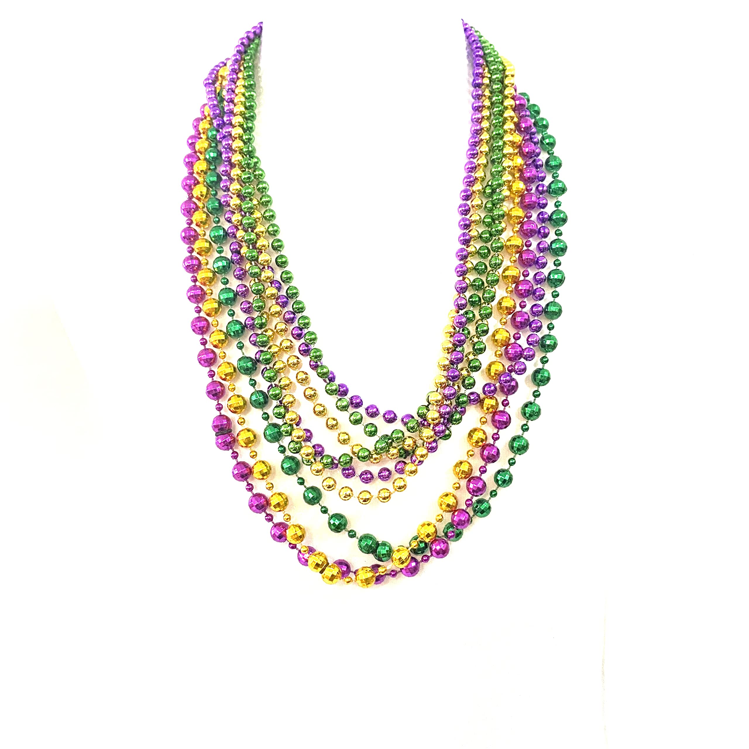 Mardi Gras Bead Necklaces Gold Purple Green Colors Jumbo ball Necklace ...