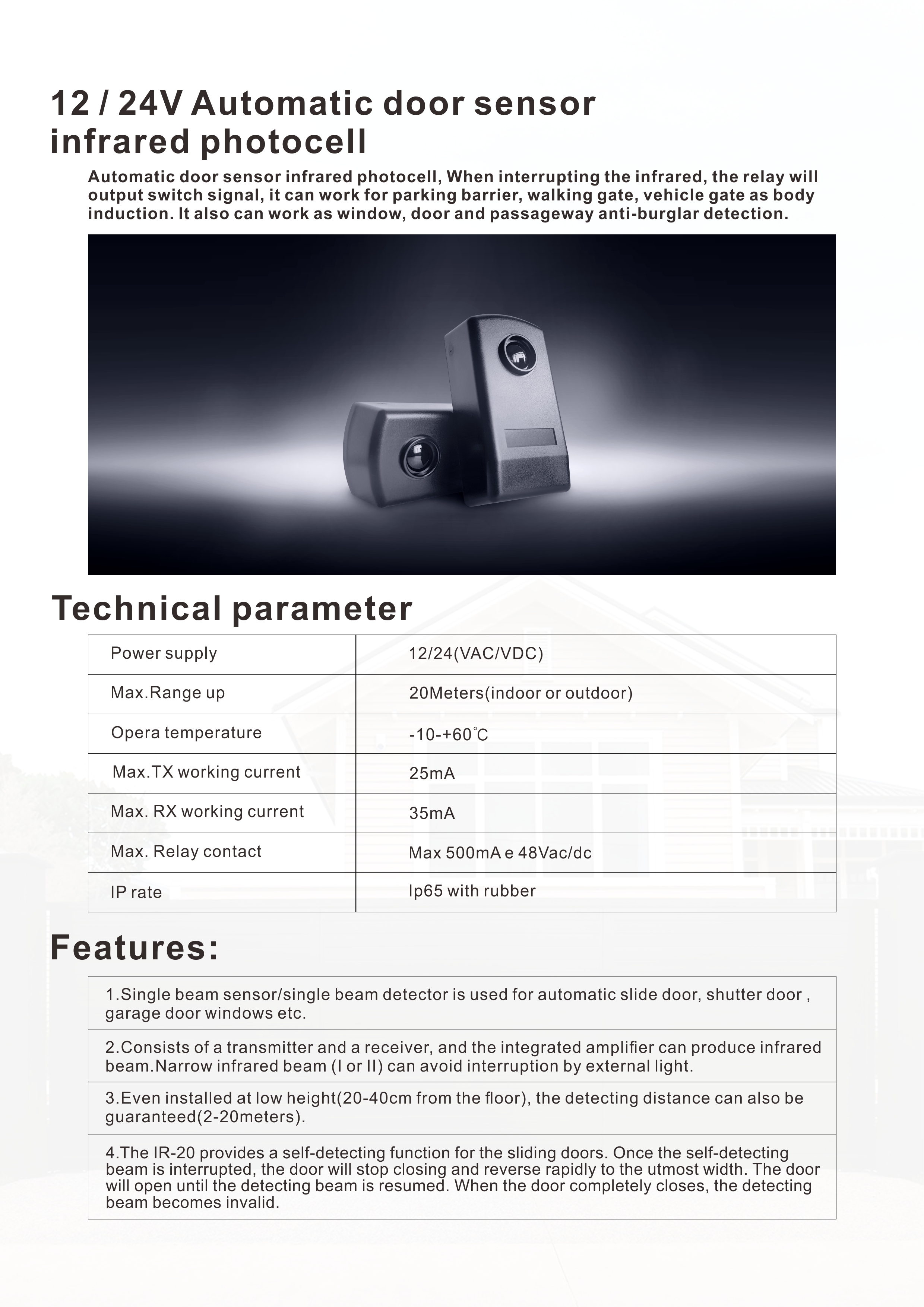 Wired Infrared Photocell Sensor Ir