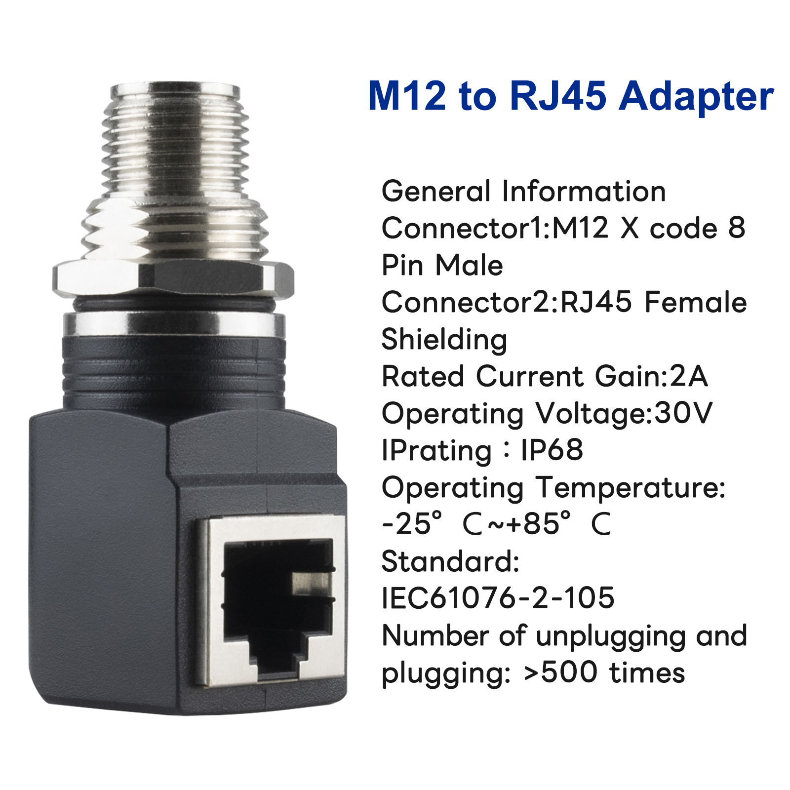 Lonlonty M12 X Coded 8 Pin To Rj45 Adapter Cat6 Industrial Ethernet Shielded Connector Ip68 8862