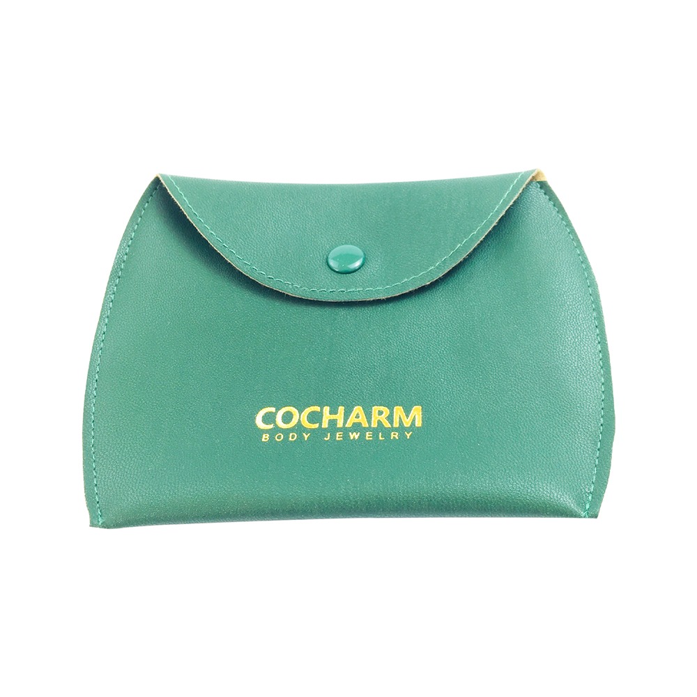 Green luxury pouch with hot stamping logo
