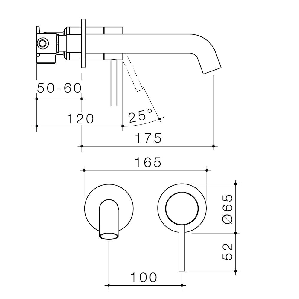 52921_96344C6A-96344B6A-96344BB6A-96344GM6A-96344BN6A_Liano_II_175mm_Wall_Basin_Bath_Mixer_2_x_Round_Cover_Plates