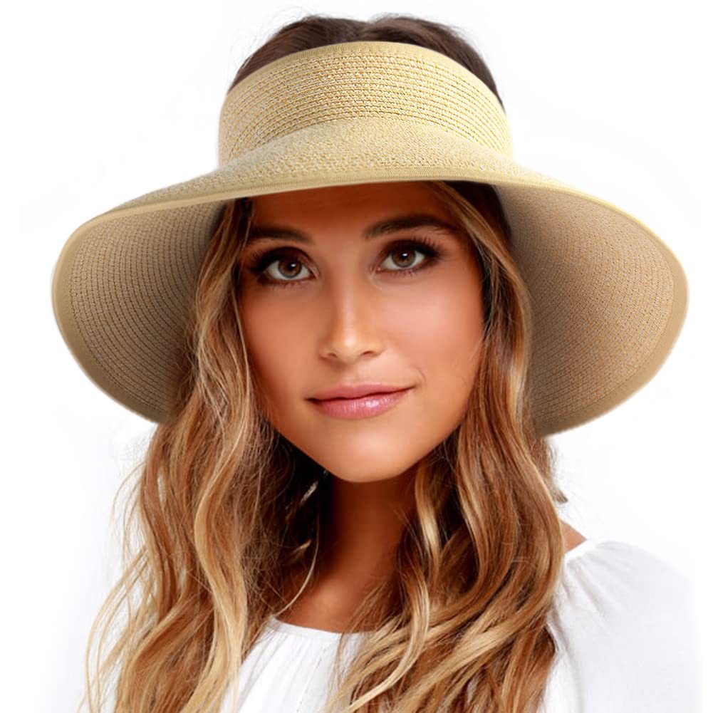 Women'sSunHatWide-brimmedPonytailSunHatSummerBeachHat-10004