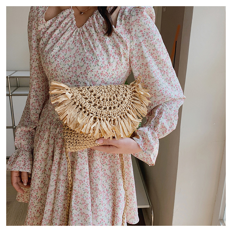 EthnicStyleStrawBagHandmadeKnittedShoulderCrossbodyWomen'sBag-10010