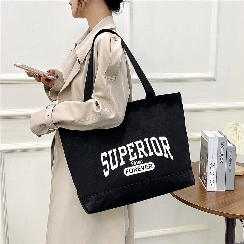 Leinleicanvasbagletterprintlargecapacityshoulderbag、-10002