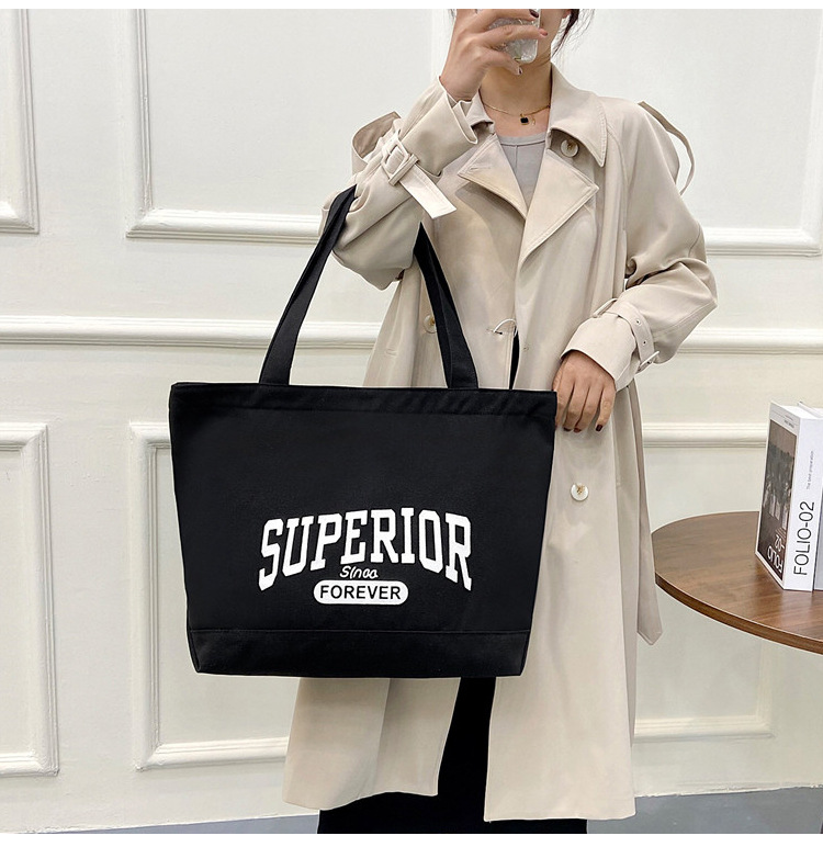 Leinleicanvasbagletterprintlargecapacityshoulderbag、-10004