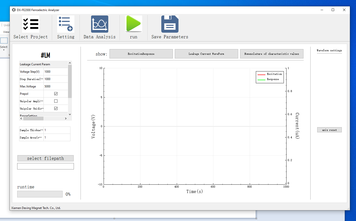 software interface of Ferroelectric Test System