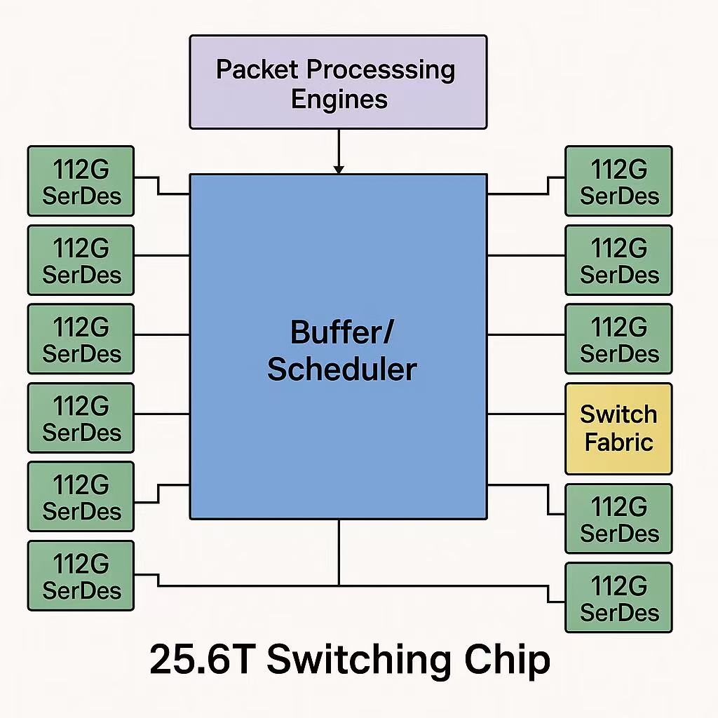 Switch Chip Architecture Throughput: 25.6 Tbps