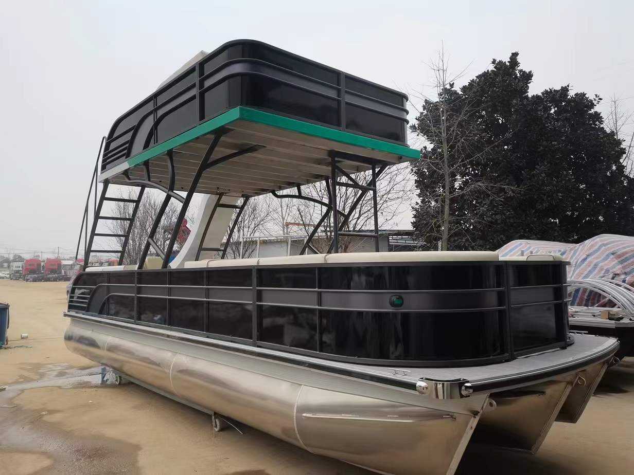 7.6m25ftfamilyrelaxationaluminumdoublepontoonboatcanwithmotor_4e448998f75c038d32c1765b87f261291