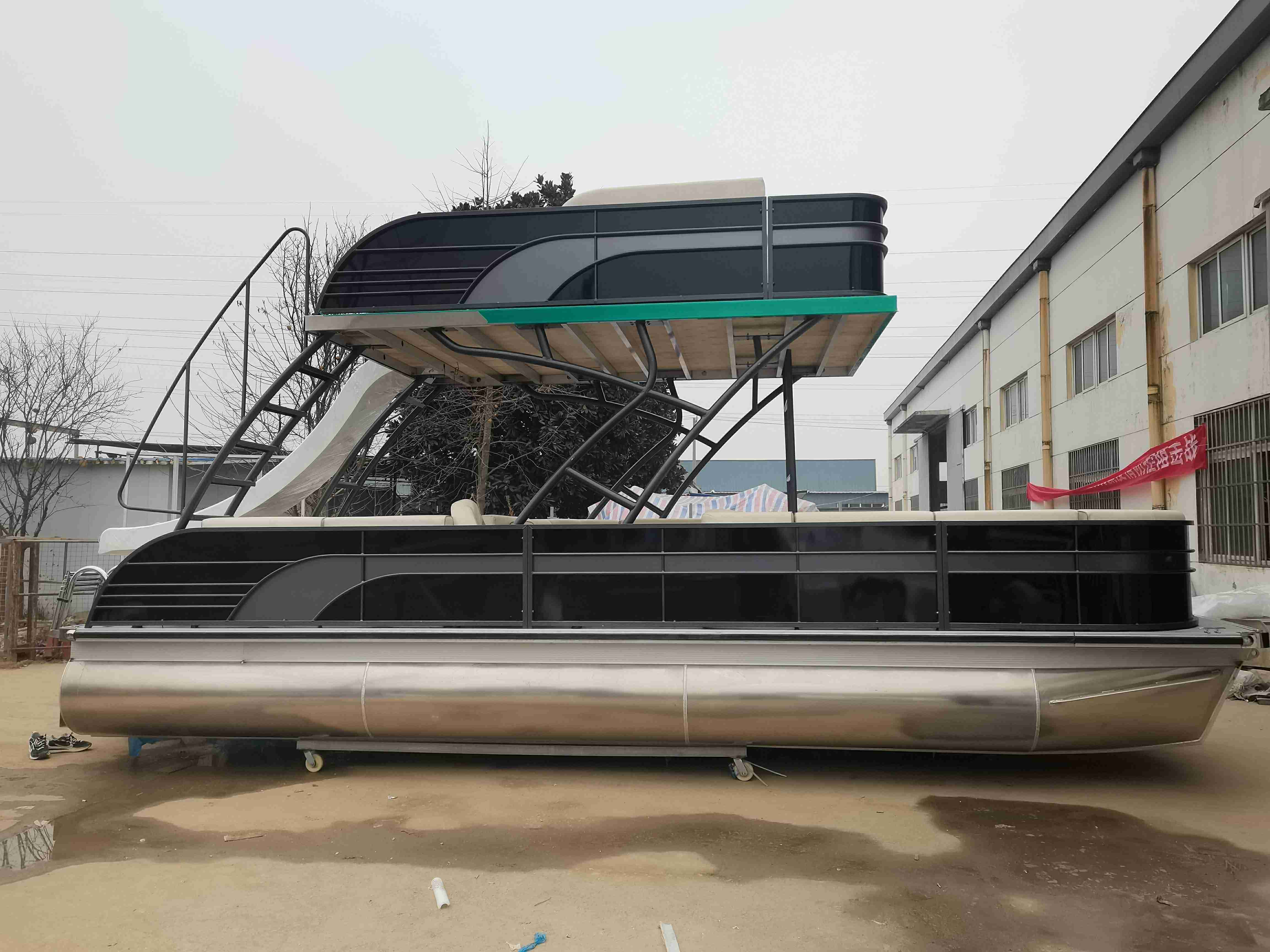 7.6m25ftfamilyrelaxationaluminumdoublepontoonboatcanwithmotor_9053d2cdc5c51542b3cf580588b7ad311