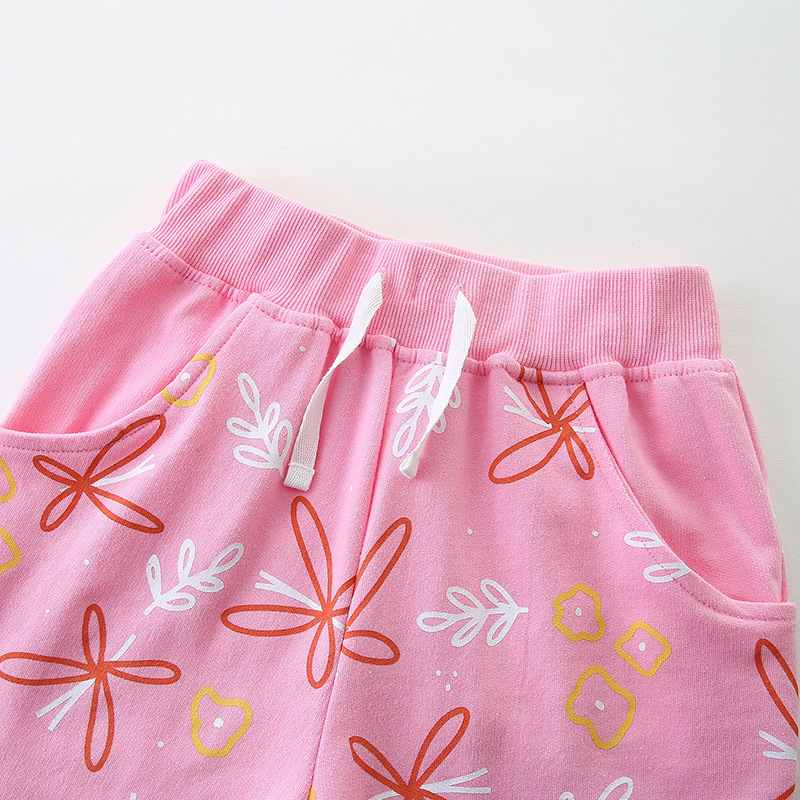 GirlsCasualFloralPrintedSprotsShorts-1