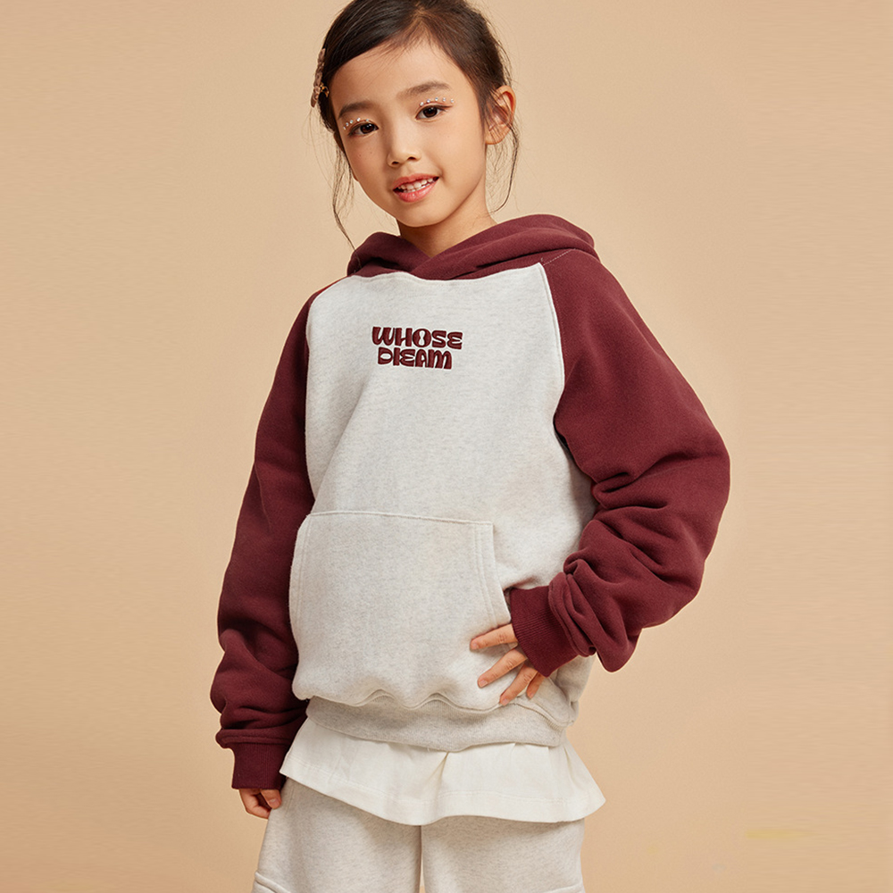 BigKidsGirlHeavyweightColorblockSweatshirtsFleeceCottonHoodieswithEmbroidery-4