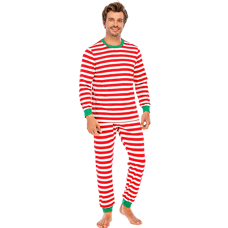 Men'sStripedLongSleeveChristmasPajamas-2