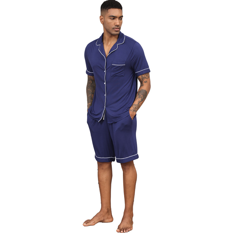 Men'slapelcardiganmodalpajamasset-2