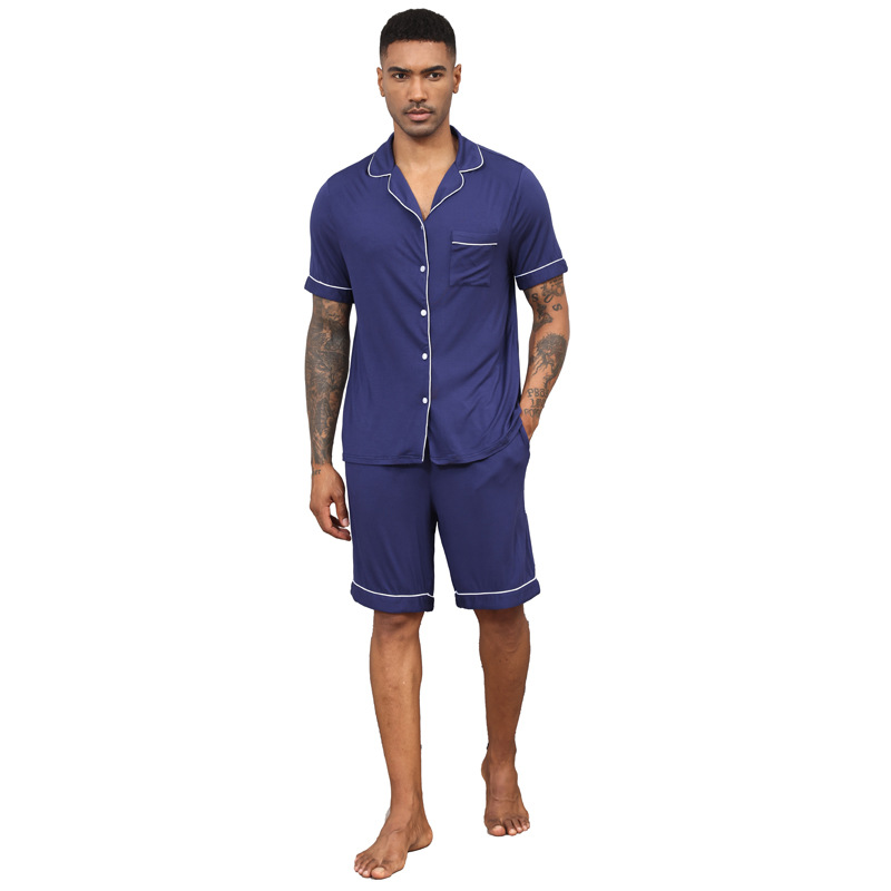 Men'slapelcardiganmodalpajamasset-3