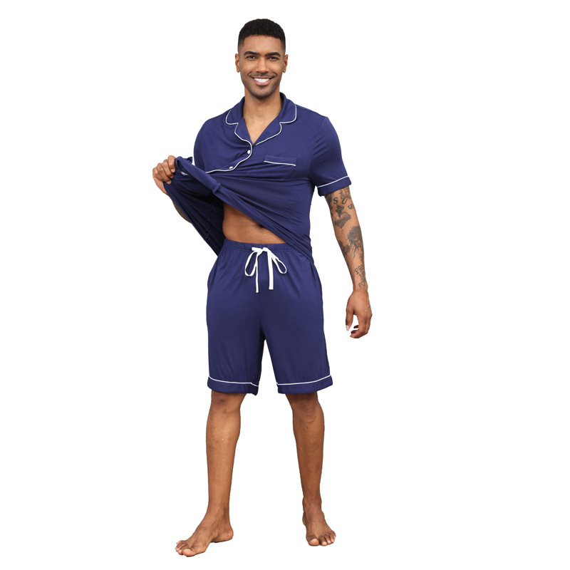 Men'slapelcardiganmodalpajamasset-5