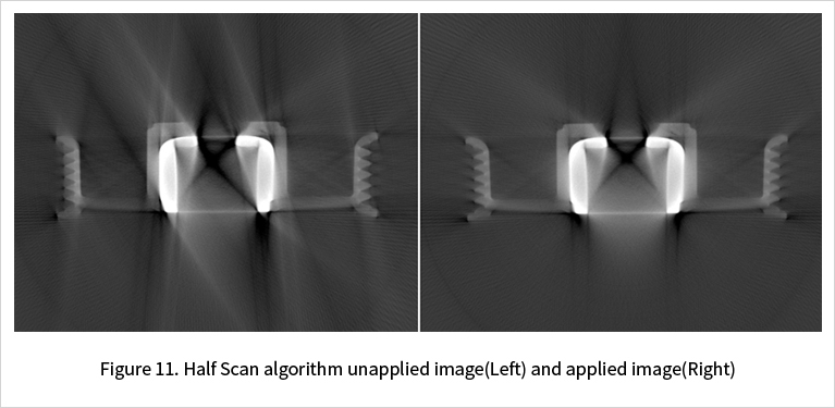 Half Scan algorithm unapplied image(Left) and applied image(Right)