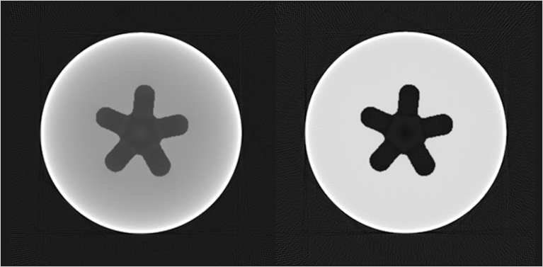 Comparison of the effect of Beam Hardening revising algorithm