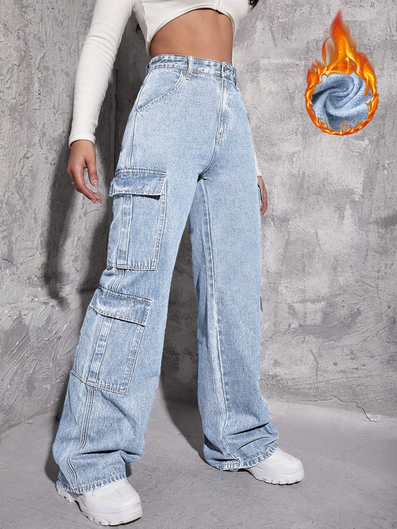 BrushedFabricThermalFlapPocketSideCargoJeans_23936877_details_2