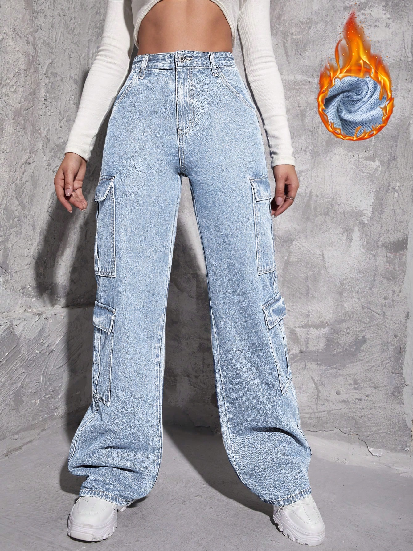 BrushedFabricThermalFlapPocketSideCargoJeans_23936877_details_3