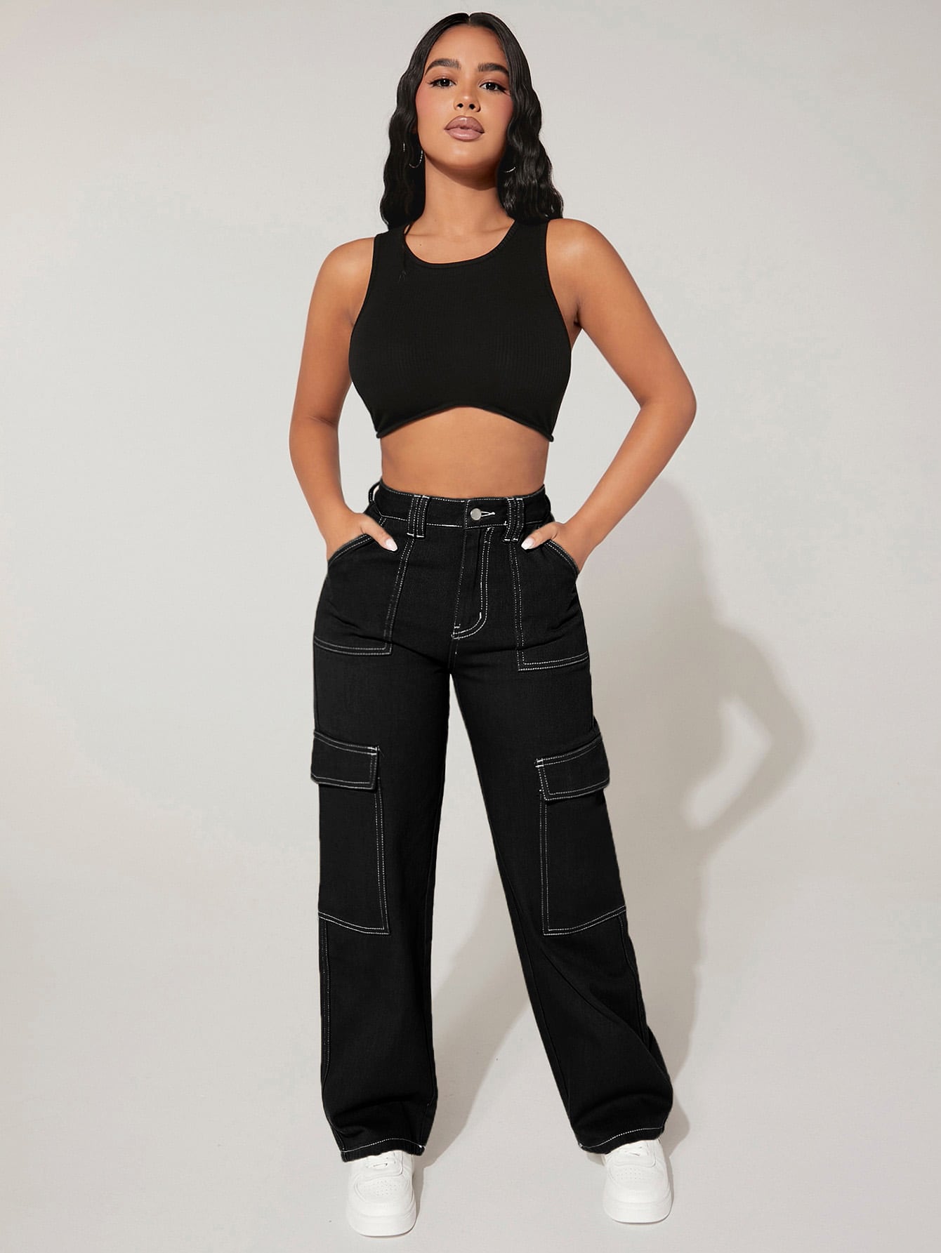 PETITEHighWaistFlapPocketCargoJeans_12043158_details_4