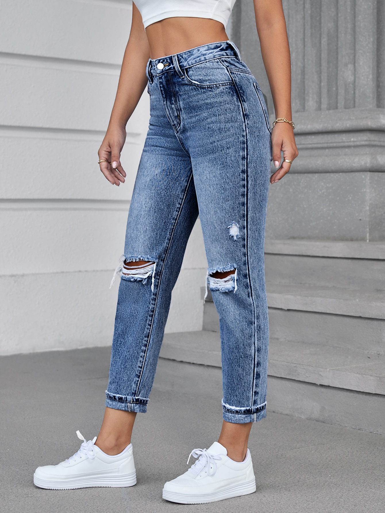 EZwearHighWaistRippedTaperedJeansWithoutBelt_11569715_details_2