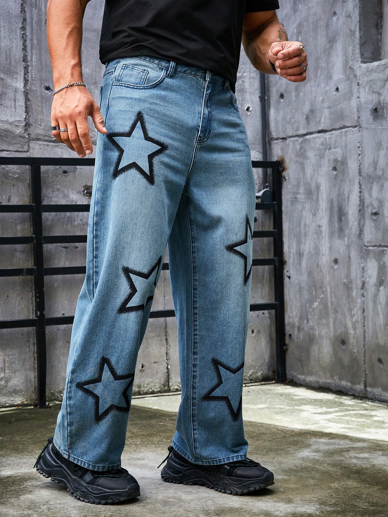 ManfinityEMRGMenStarPrintStraightLegJeans_19254948_details_3