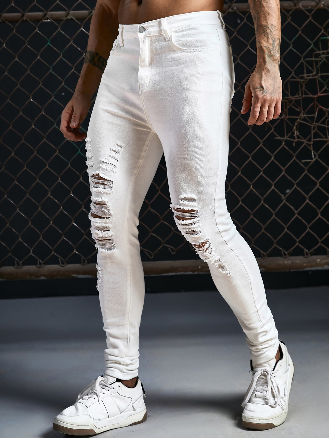 ManfinityMenRippedFrayedSkinnyStackedJeans_12714895_details_0