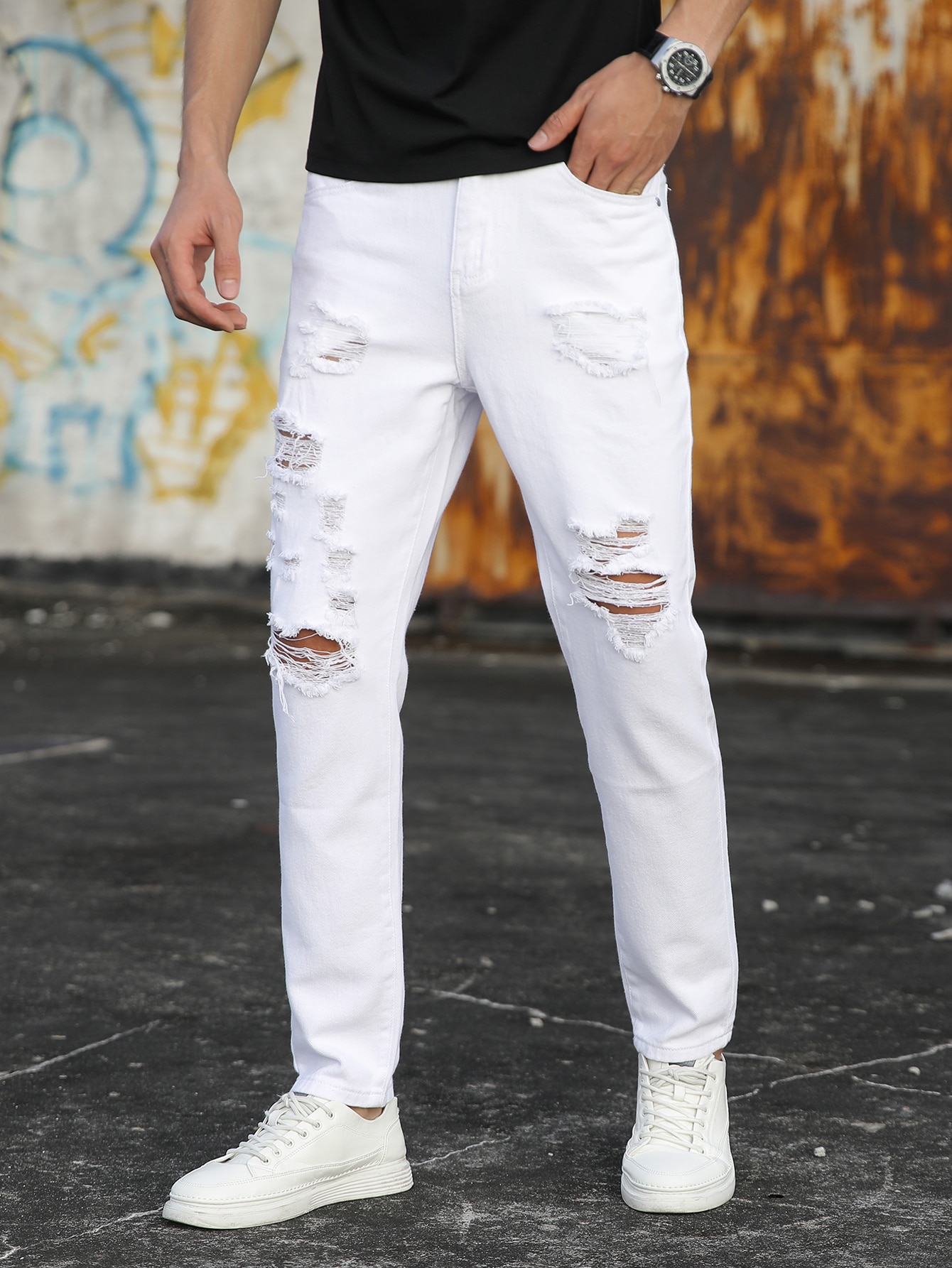 ManfinityLEGNDMenCottonRippedZipperFlyJeans_10456108_details_2